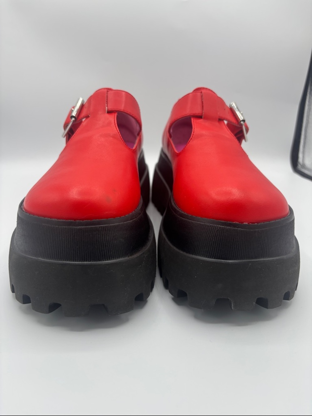 dELiA*s by Dolls Kill Red Platform Mary Jane with Black Lug Sole - Picture 3 of 16